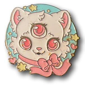 BRIGHT BAT DESIGN 3 Eye Kitten / Cat ENAMEL PIN